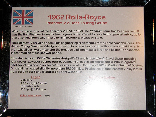 Rolls Royce Phantom V Coupé Touring 2 Portes
